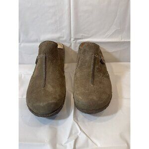 Timberland Mule Shoes Women's  Size 7 Green Brown Nubuck Comfort Gum Crepe Wedge